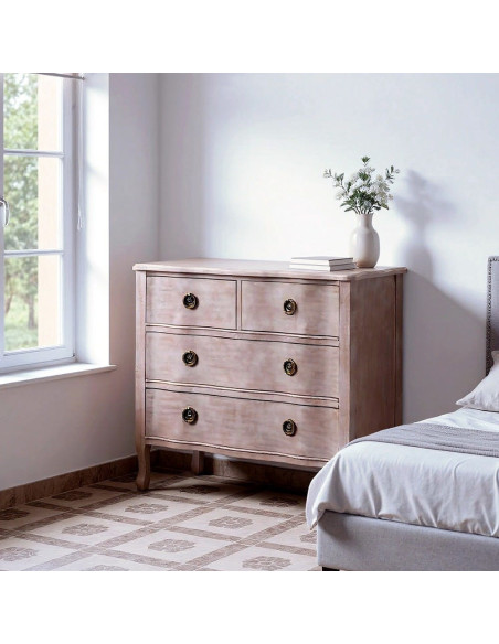 Commode 4 tiroirs bois clair sapin et MDF 93x38x78 cm Noreta Ixia - 8
