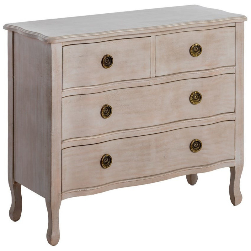 Commode 4 tiroirs bois clair sapin et MDF 93x38x78 cm Noreta Ixia - 1