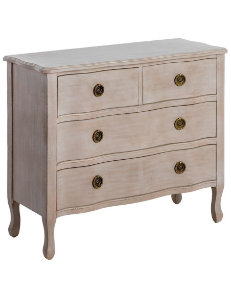 Commode 4 tiroirs bois clair sapin et MDF 93x38x78 cm Noreta Ixia - 1
