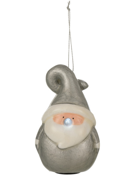 Suspension de Noël Père Noël Nez brillant en Résine Argenté - 1