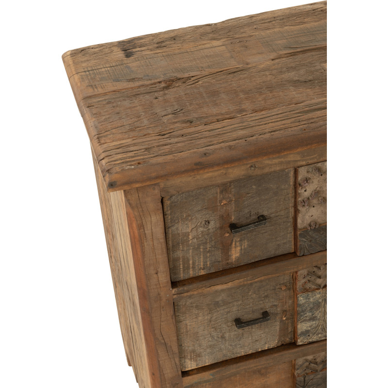 Meuble d'apothicaire 3 tiroirs Hector en bois vieilli marron - 10