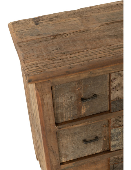 Meuble d'apothicaire 3 tiroirs Hector en bois vieilli marron - 10