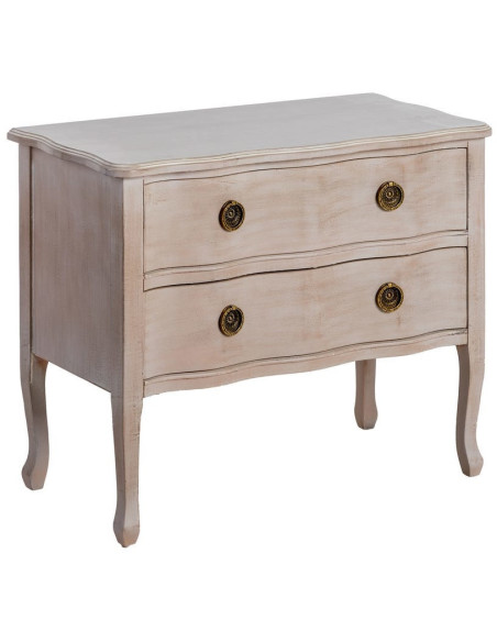 Petite Commode style Louis XV 2 tiroirs Bois de sapin Marron clair Vieilli Noreta - 1