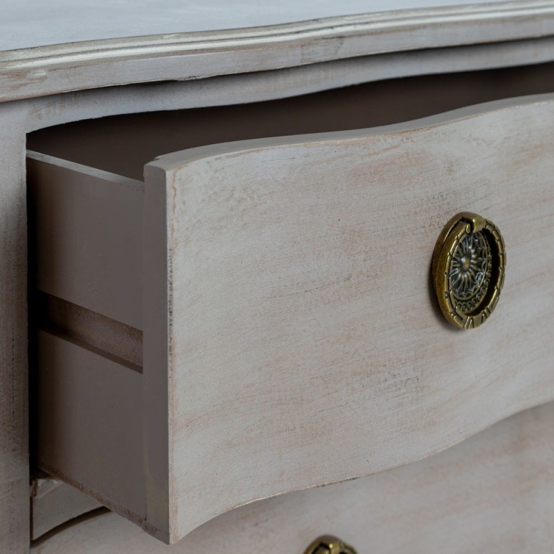 Petite Commode style Louis XV 2 tiroirs Bois de sapin Marron clair Vieilli Noreta - 5