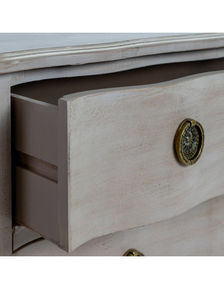 Petite Commode style Louis XV 2 tiroirs Bois de sapin Marron clair Vieilli Noreta - 5