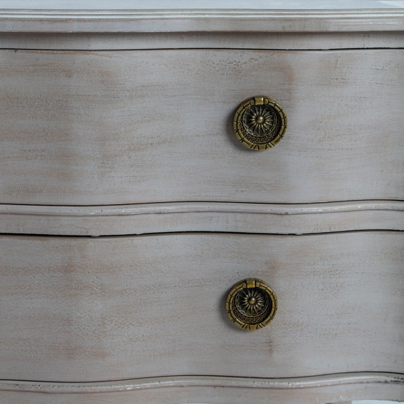 Petite Commode style Louis XV 2 tiroirs Bois de sapin Marron clair Vieilli Noreta - 6