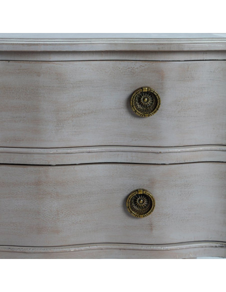 Petite Commode style Louis XV 2 tiroirs Bois de sapin Marron clair Vieilli Noreta - 6