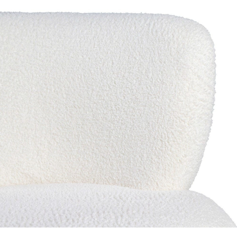 Fauteuil original Boule Tissu Blanc Bouclé Bois d'hévéa Noir Melino - 5