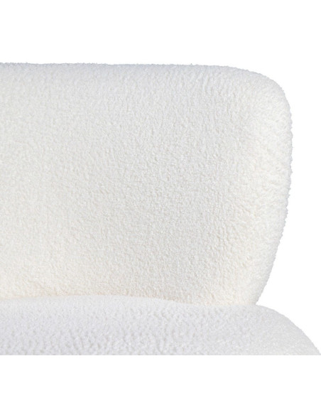 Fauteuil original Boule Tissu Blanc Bouclé Bois d'hévéa Noir Melino - 5