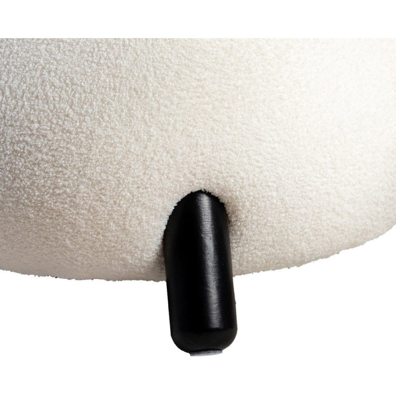 Fauteuil original Boule Tissu Blanc Bouclé Bois d'hévéa Noir Melino - 6