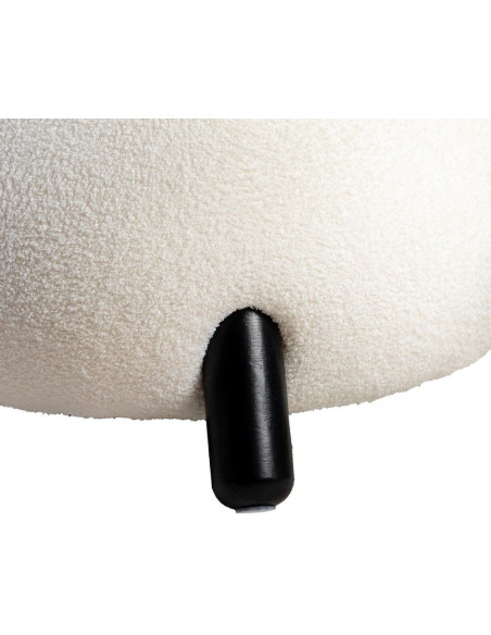 Fauteuil original Boule Tissu Blanc Bouclé Bois d'hévéa Noir Melino - 6