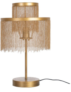 Lampe à poser style art déco années 20 Hauteur 50 cm en Métal Doré Avec franges Helian - 1