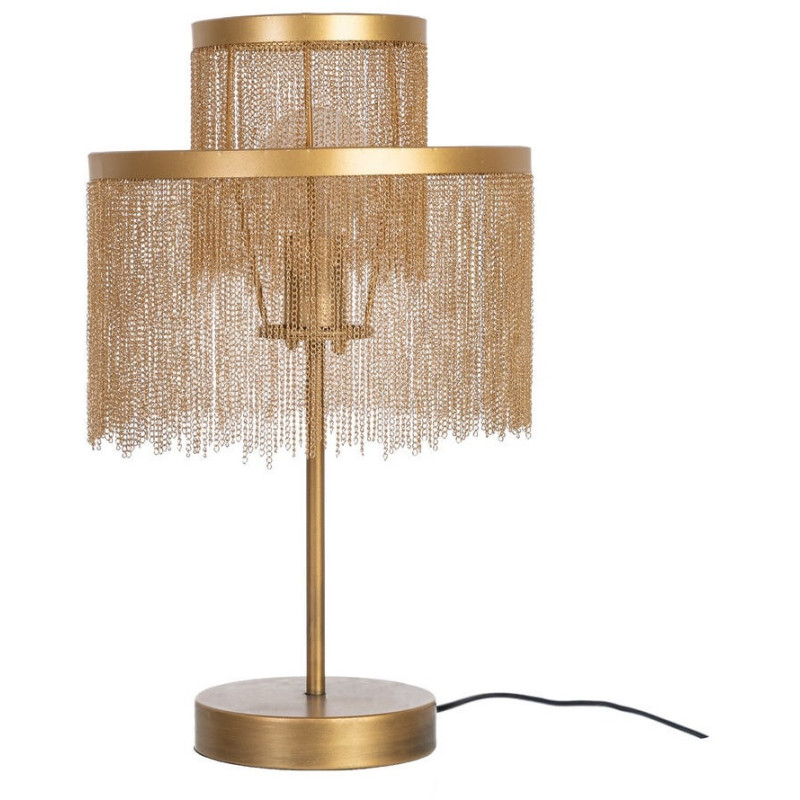 Lampe à poser style art déco années 20 Hauteur 50 cm en Métal Doré Avec franges Helian - 1