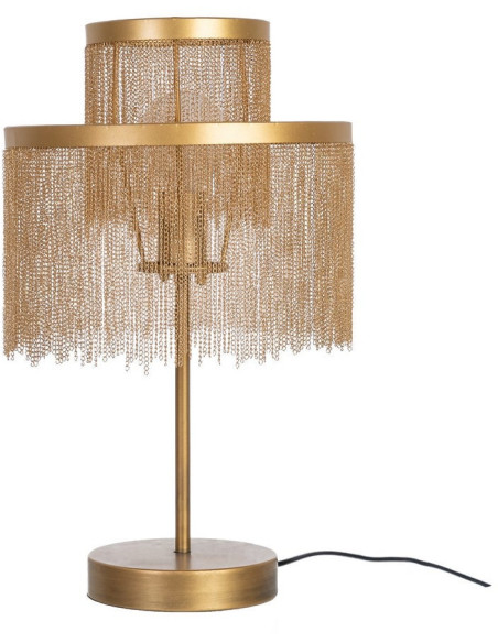 Lampe à poser style art déco années 20 Hauteur 50 cm en Métal Doré Avec franges Helian - 1