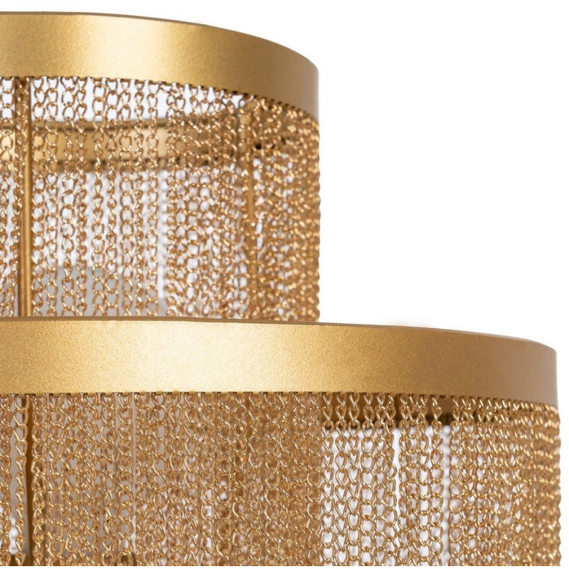 Lampe à poser style art déco années 20 Hauteur 50 cm en Métal Doré Avec franges Helian - 4