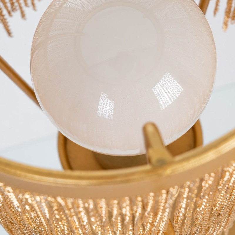 Lampe à poser style art déco années 20 Hauteur 50 cm en Métal Doré Avec franges Helian - 5