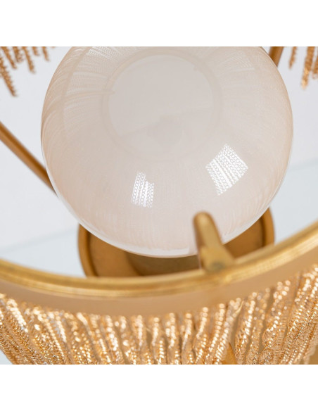 Lampe à poser style art déco années 20 Hauteur 50 cm en Métal Doré Avec franges Helian - 5