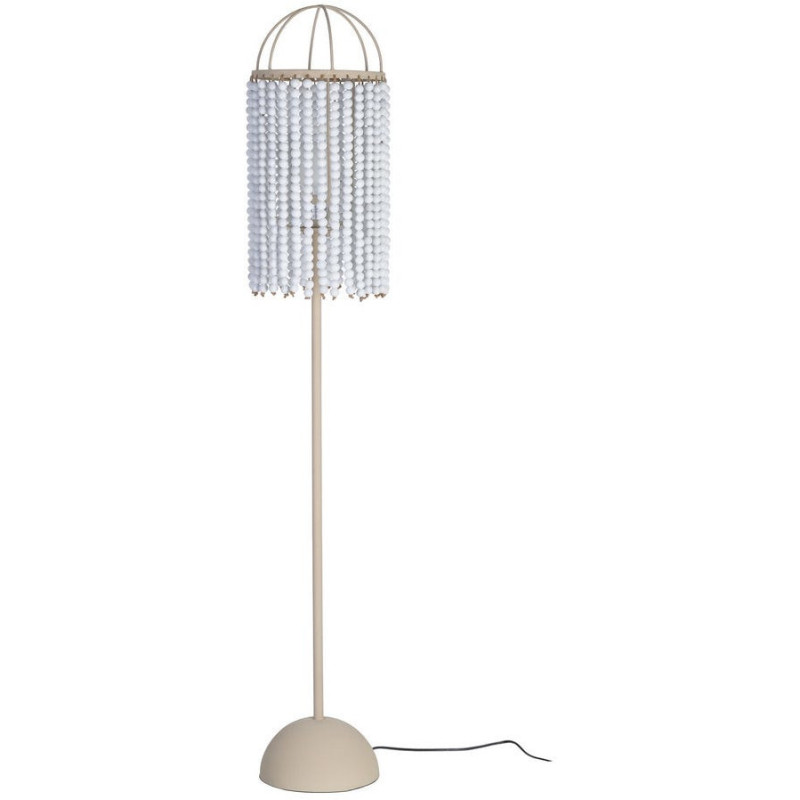 Grand Lampadaire style art déco Perles Hauteur 155 cm en Métal Beige Bois MDF Blanc Lumira - 1