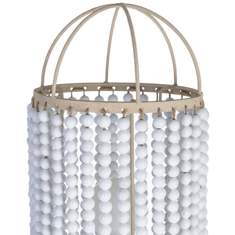 Grand Lampadaire style art déco Perles Hauteur 155 cm en Métal Beige Bois MDF Blanc Lumira - 2