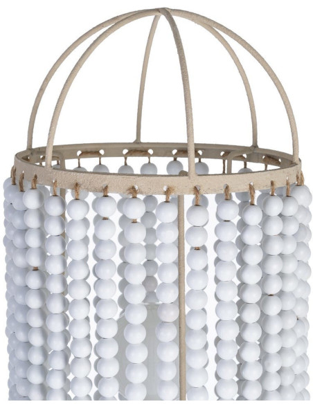 Grand Lampadaire style art déco Perles Hauteur 155 cm en Métal Beige Bois MDF Blanc Lumira - 2