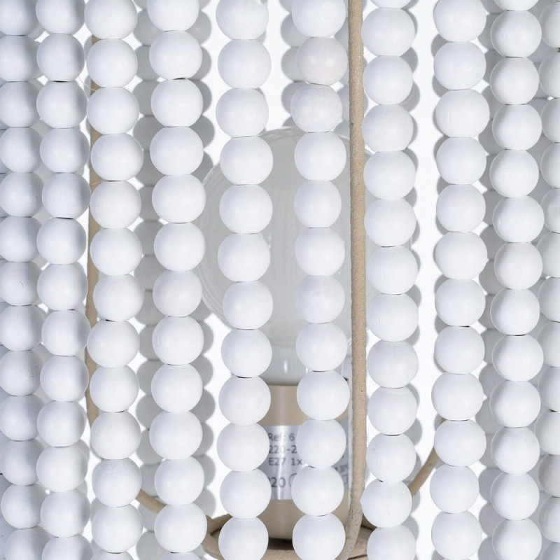 Grand Lampadaire style art déco Perles Hauteur 155 cm en Métal Beige Bois MDF Blanc Lumira - 3