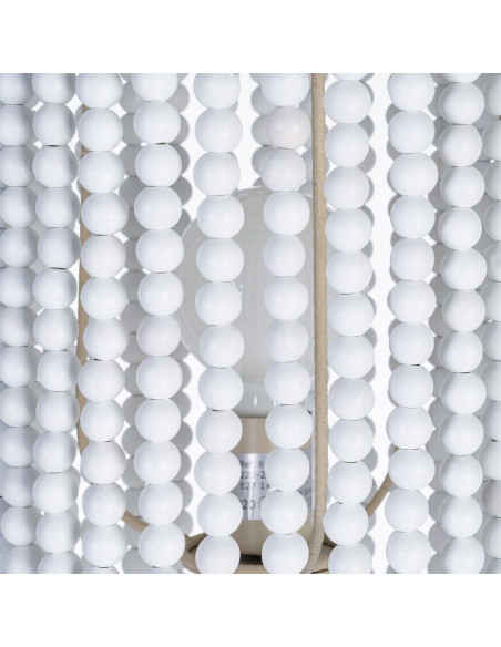 Grand Lampadaire style art déco Perles Hauteur 155 cm en Métal Beige Bois MDF Blanc Lumira - 3