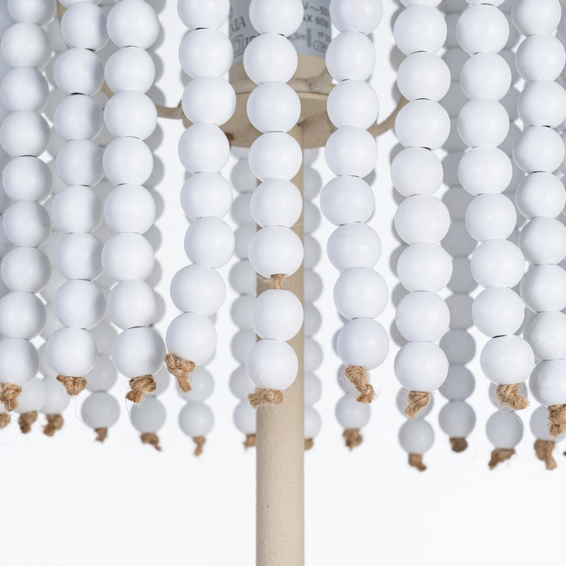 Grand Lampadaire style art déco Perles Hauteur 155 cm en Métal Beige Bois MDF Blanc Lumira - 4