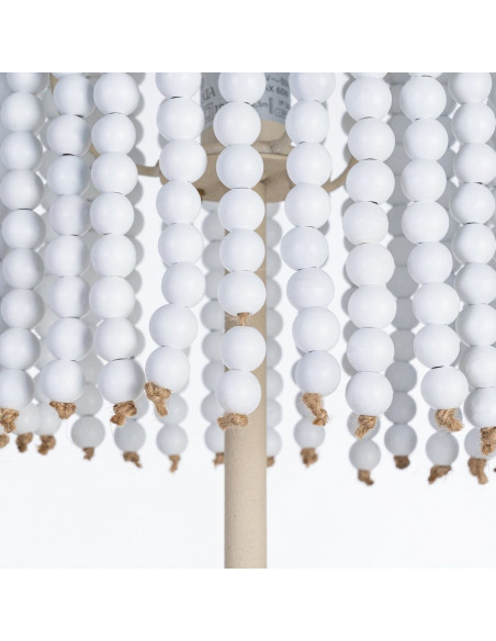 Grand Lampadaire style art déco Perles Hauteur 155 cm en Métal Beige Bois MDF Blanc Lumira - 4