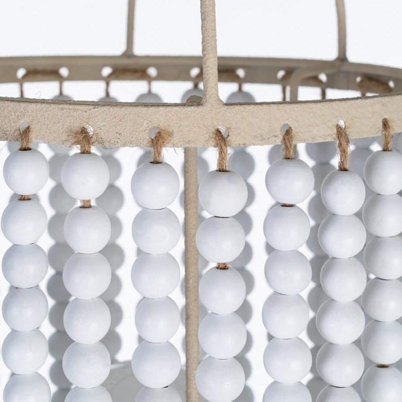 Grand Lampadaire style art déco Perles Hauteur 155 cm en Métal Beige Bois MDF Blanc Lumira - 5