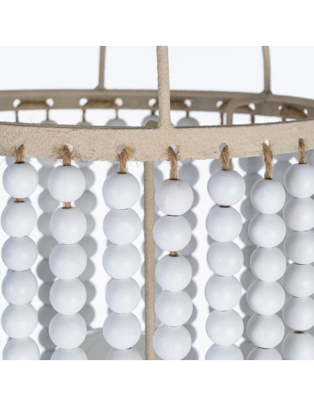 Grand Lampadaire style art déco Perles Hauteur 155 cm en Métal Beige Bois MDF Blanc Lumira - 5