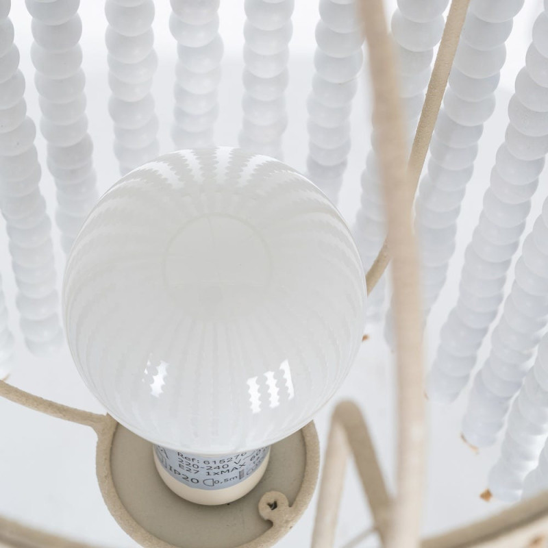 Grand Lampadaire style art déco Perles Hauteur 155 cm en Métal Beige Bois MDF Blanc Lumira - 6