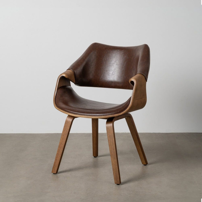 Fauteuil de table scandinave moderne Polyuréthane Marron foncé Bois de hêtre Marron Linero - 11