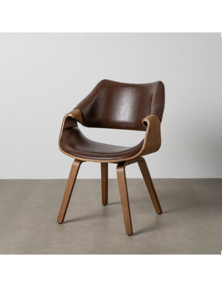 Fauteuil de table scandinave moderne Polyuréthane Marron foncé Bois de hêtre Marron Linero - 11