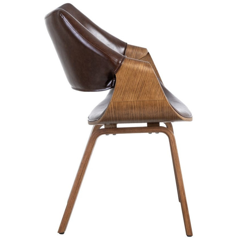 Fauteuil de table scandinave moderne Polyuréthane Marron foncé Bois de hêtre Marron Linero - 2