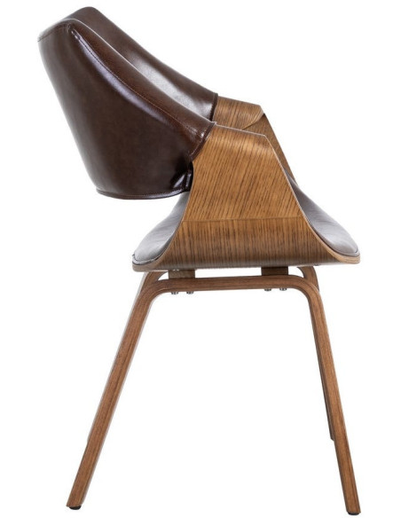 Fauteuil de table scandinave moderne Polyuréthane Marron foncé Bois de hêtre Marron Linero - 2