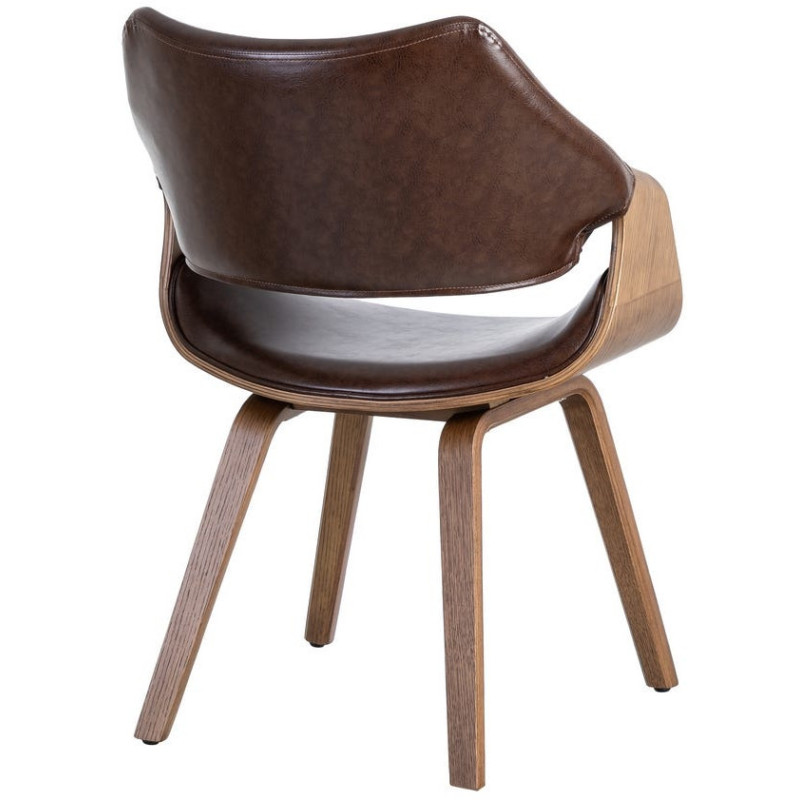 Fauteuil de table scandinave moderne Polyuréthane Marron foncé Bois de hêtre Marron Linero - 3