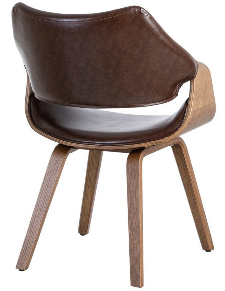 Fauteuil de table scandinave moderne Polyuréthane Marron foncé Bois de hêtre Marron Linero - 3