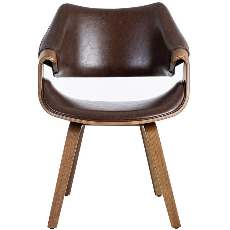 Fauteuil de table scandinave moderne Polyuréthane Marron foncé Bois de hêtre Marron Linero - 4