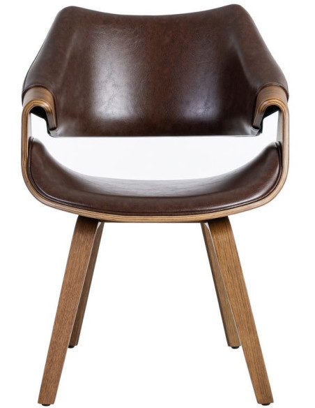 Fauteuil de table scandinave moderne Polyuréthane Marron foncé Bois de hêtre Marron Linero - 4
