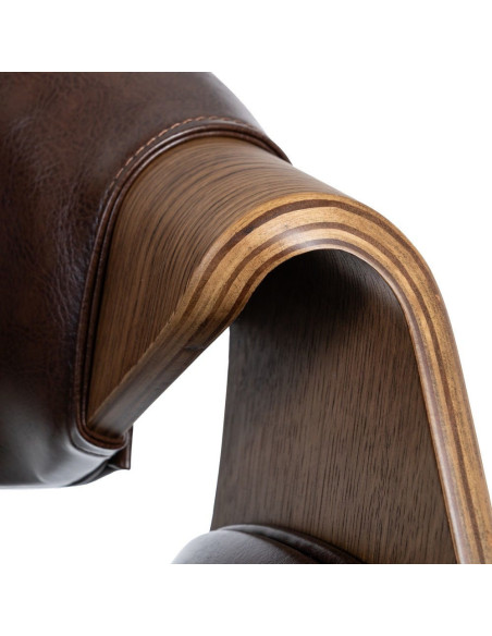 Fauteuil de table scandinave moderne Polyuréthane Marron foncé Bois de hêtre Marron Linero - 5