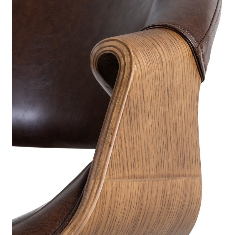 Fauteuil de table scandinave moderne Polyuréthane Marron foncé Bois de hêtre Marron Linero - 8