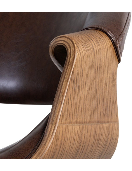 Fauteuil de table scandinave moderne Polyuréthane Marron foncé Bois de hêtre Marron Linero - 8