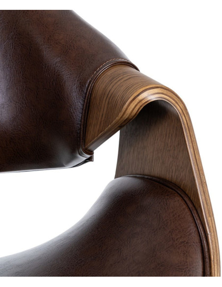 Fauteuil de table scandinave moderne Polyuréthane Marron foncé Bois de hêtre Marron Linero - 9