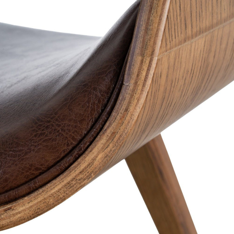 Fauteuil de table scandinave moderne Polyuréthane Marron foncé Bois de hêtre Marron Linero - 10