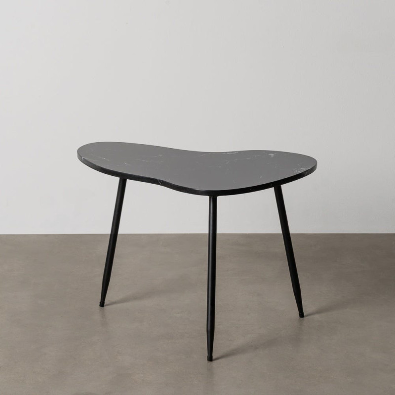 Table basse moderne chic Organique 60 cm en Marbre Métal Noir Elrano - 1
