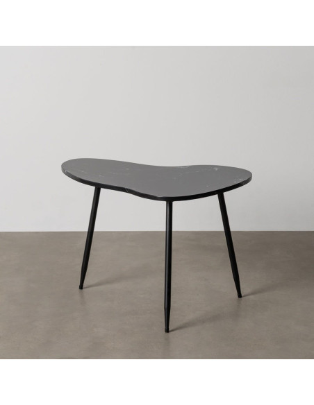 Table basse moderne chic Organique 60 cm en Marbre Métal Noir Elrano - 1