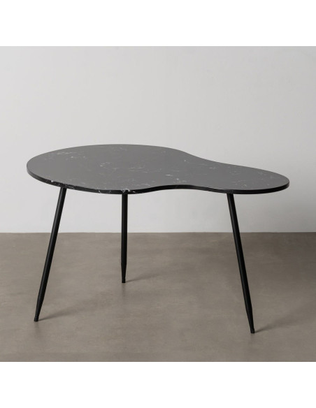Table basse moderne chic Organique 80 cm en Marbre Métal Noir Elrano - 1