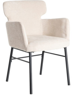 Fauteuil de table moderne mid-century Tissu Blanc crème Métal Noir Gavelo (Lot de 2) - 1