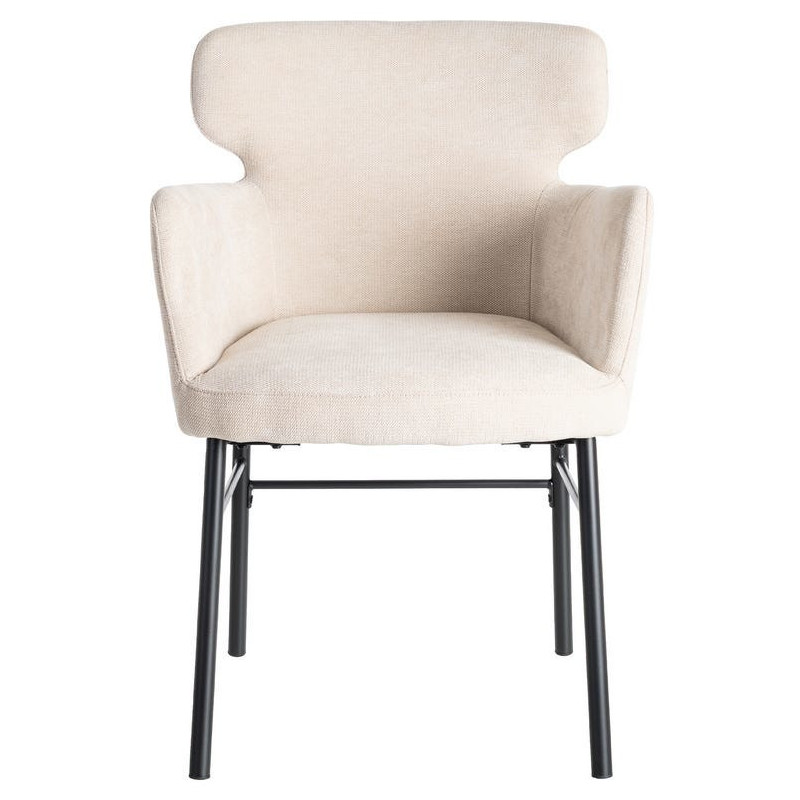 Fauteuil de table moderne mid-century Tissu Blanc crème Métal Noir Gavelo (Lot de 2) - 3