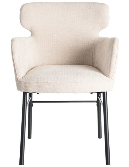 Fauteuil de table moderne mid-century Tissu Blanc crème Métal Noir Gavelo (Lot de 2) - 3